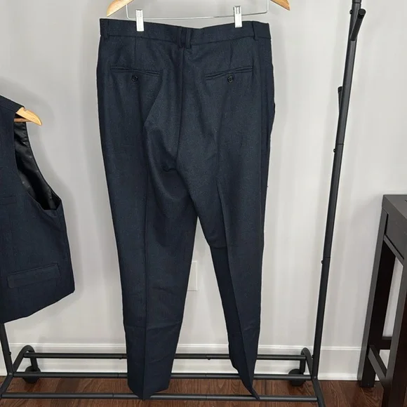 Men's Tweed Herringbone Wedding Suit Prom Tuxedo  3 Piece Peak Lapel Size 44R - Picture 7 of 12